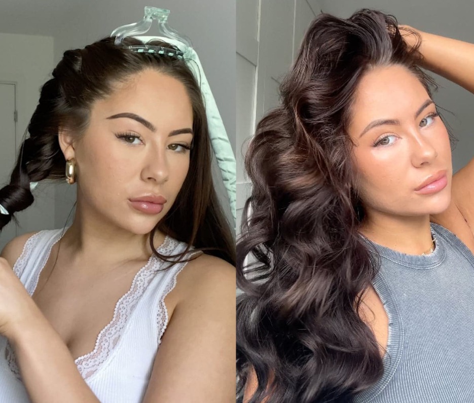 Robe belt wrap heatless curls